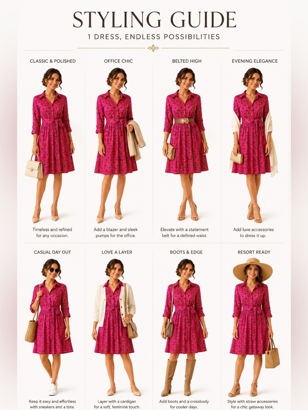 Laundry By Shelli Segal Fuchsia Printed Shirtwaist Midi Dress Ct View 2